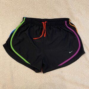 Nike Dri-Fit - Running Shorts - Black with Multi-Colored Trim - Women's Large